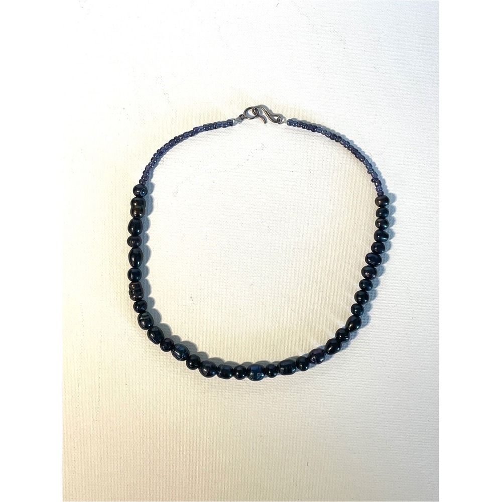 Dark Purple Fresh Water Pearl Beaded Necklace Choker Elegant Jewelry